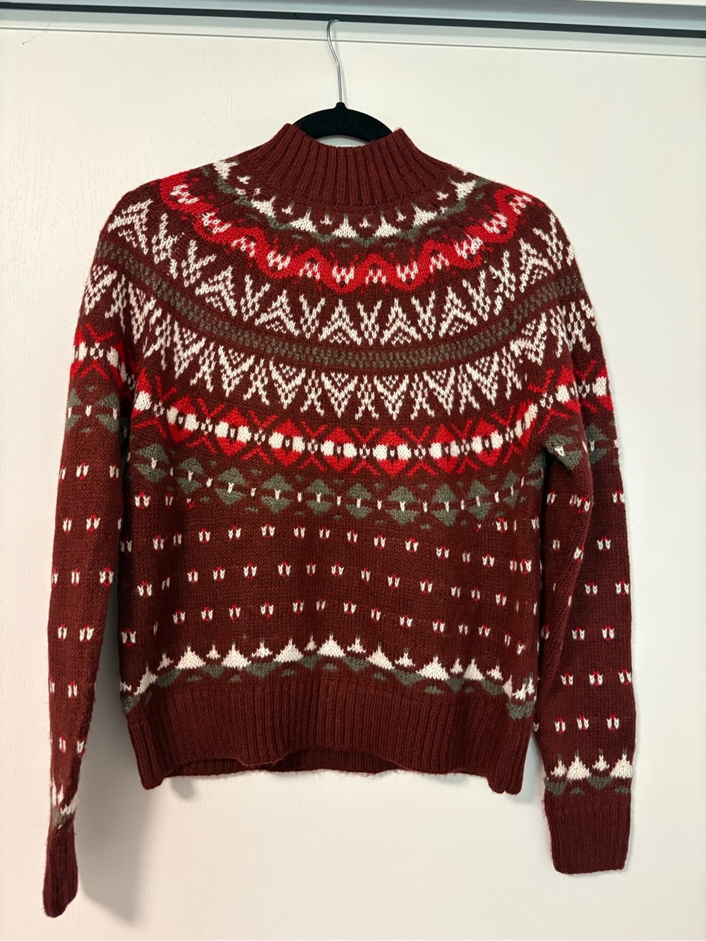 Natural Reflections Rust Red Fair Isle Turtleneck Sweater